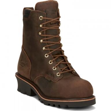 Chippewa Mens 8" Waterproof Insulated EH Comp Toe Logger Buff Crazy Horse