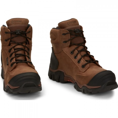 Chippewa Mens 6" Cross Terrain Waterproof Nano Comp Toe Work Boot Bourbon Brown