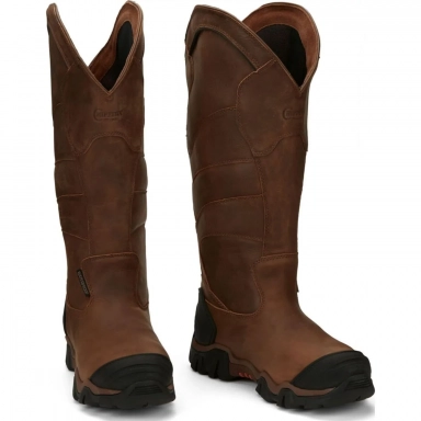 Chippewa Mens 17" Cross Terrain Waterproof Nano Comp Toe Snake Work Bourbon Brown