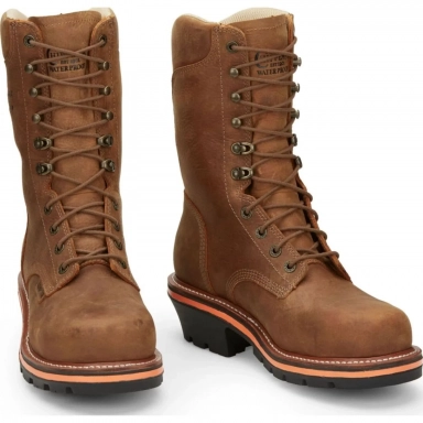 Chippewa Mens 10" Waterproof EH Nano Comp Toe Logger Blonde