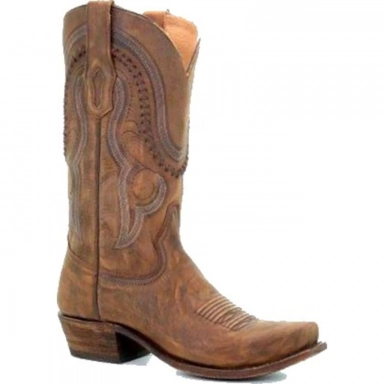 Corral Mens Jeb Gold Cowhide Narrow Square Toe Western Boot