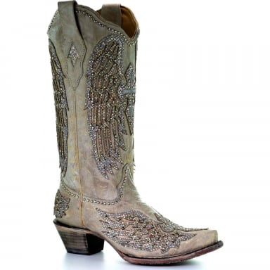 Corral Womens Angela White Cross And Wings Wedding Boot A3571