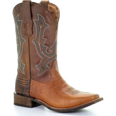 Corral Mens Honey Golden Embroidery Square Toe Tyson Selection Cowboy Boot A3698