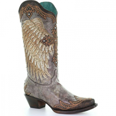 Corral Womens Tobacco Wings Cross Overlay Embroidery Studs Crystals Cowgirl Boot A3771