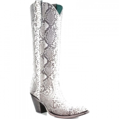 Corral Womens Natural Python Zipper Tall Top Boot
