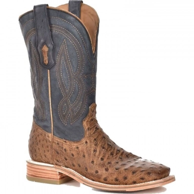 Corral Mens Orix-Navy Blue Ostrich Embroidery Square Toe Boot