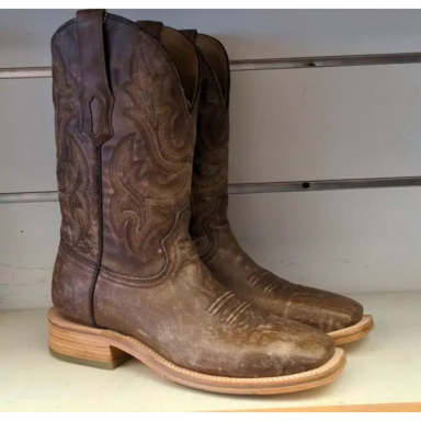 Corral Mens Brown Embroidery  Wide Square Toe Cowboy Boot A4105