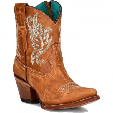 Corral Womens Golden Embroidery Ankle Boot