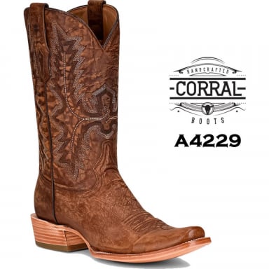 Corral Mens Brown Embroidery Narrow Square Toe Boot