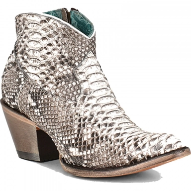 Corral Womens Natural Full Python Side Zip J Toe Bootie