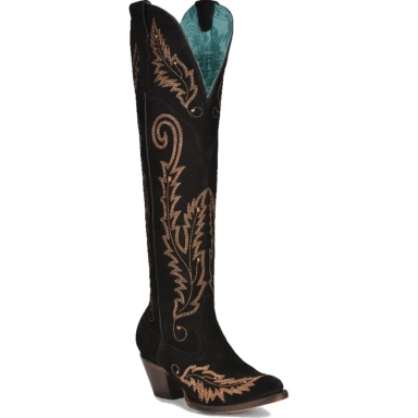 Corral Womens Black Suede Embroidery J Toe Tall Top Boot