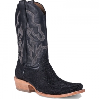 Corral Mens Black Stingray Embroidery Horseman Toe Boot