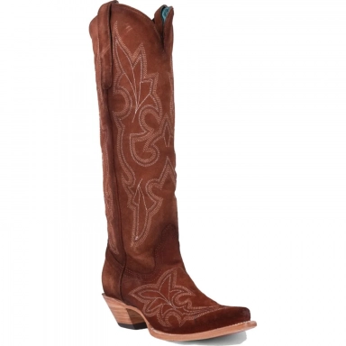 Corral Womens Shedron Suede Embroidery Tall Top Boot