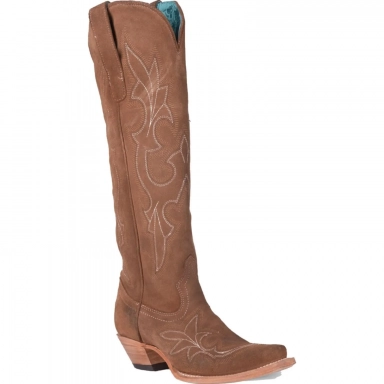 Corral Womens Sand Suede Embroidery Tall Top Boot