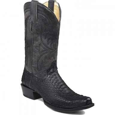 Corral Mens Black Python Embroidery Narrow Square Toe Boot