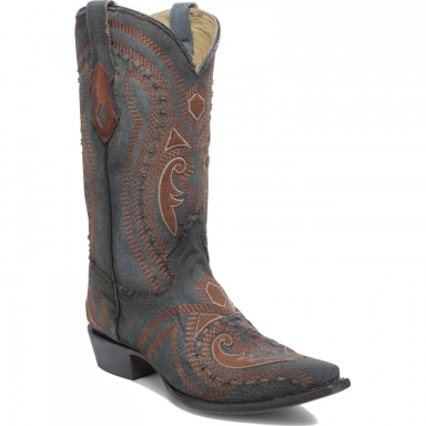 Corral Mens Denim-Brown Overlay Embroidery Woven Boot