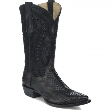 Corral Mens Black Python Overlay Embroidery Woven Boot