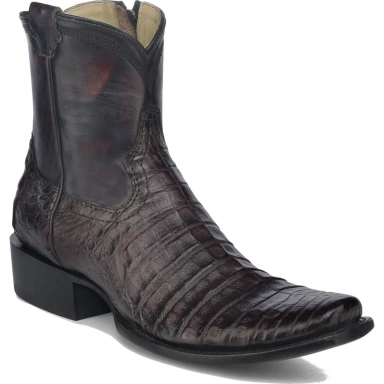 Corral Mens Wine Caiman Embroidery Narrow Square Toe Boot