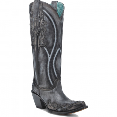 Corral Womens Brown-Blue Overlay Embroidery Tall Top Boot