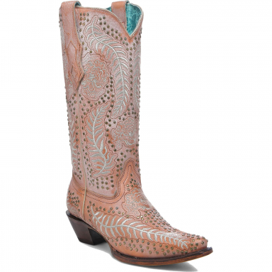 Corral Womens Coral Embroidery Studs Boot