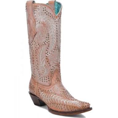 Corral Womens Coral Embroidery Studs Boot