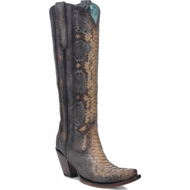 Corral Womens Saddle-Blue Full Python Tall Top Boot