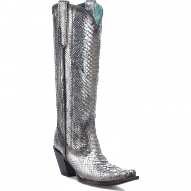 Corral Womens Black-Silver Full Python Tall Top Boot