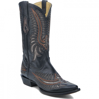 Corral Mens Black-Grey Cross Wings Inlay Embroidery Boot