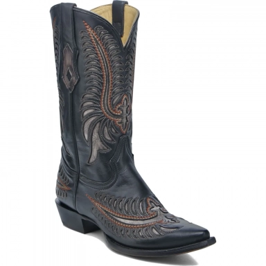 Corral Mens Black-Grey Cross Wings Inlay Embroidery Boot