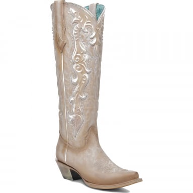 Corral Womens Sand-Pearl Iridescent Rubber Application Embroidery Tall Top Boot