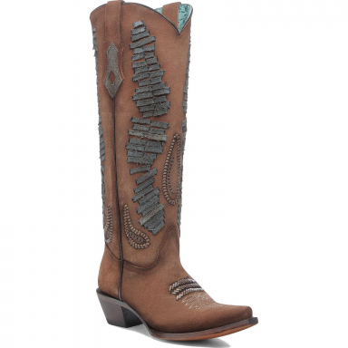 Corral Womens Cognac Denim Woven Tall Top Boot