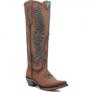 Corral Womens Cognac Denim Woven Tall Top Boot