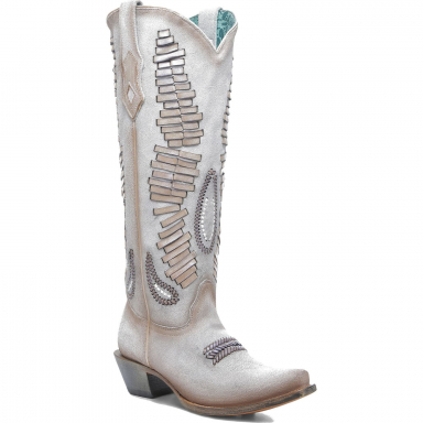 Corral Womens White Iridescent Woven Tall Top Boot