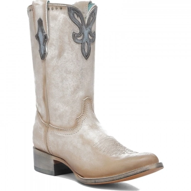 Corral Womens Sand Overlay Embroidery Studs Round Toe Boot