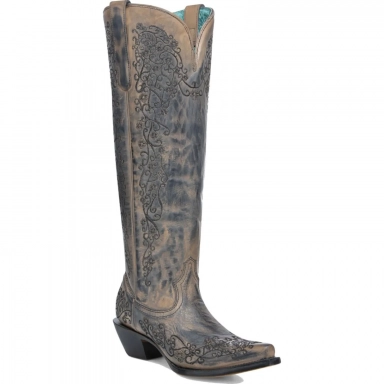 Corral Womens Taupe Floral Embroidery Tall Top Boot