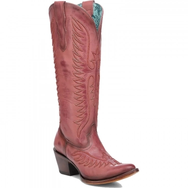 Corral Womens Coral Embroidery J Toe Boot
