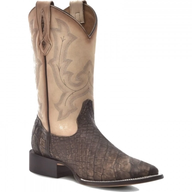 Corral Mens Capuchino-Sand Alligator Embroidery Wide Square Toe Boot