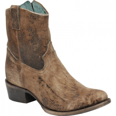 Corral Womens Eudora Chocolate Tan Lamb Abstract Short Top Western Boot C1064