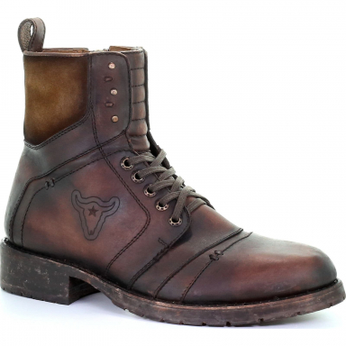 Corral Mens Brown Zipper And Laser And Lace Up Round Toe Boot C3459