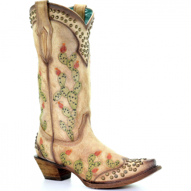Corral Womens Saddle Nopal Embroidery And Studs Boot C3463