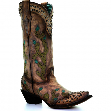 Corral Womens Tobacco Nopal Embroidery And Studs Boot C3464
