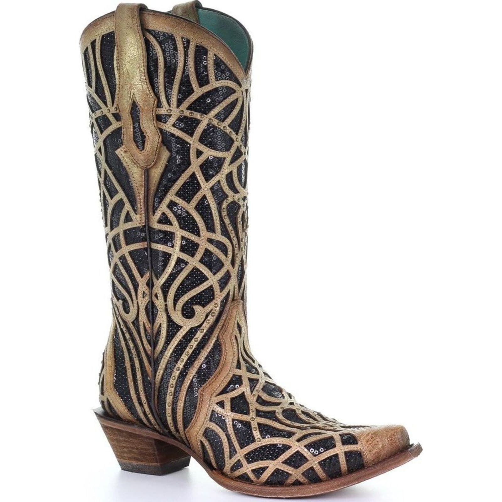 black and gold cowgirl boots