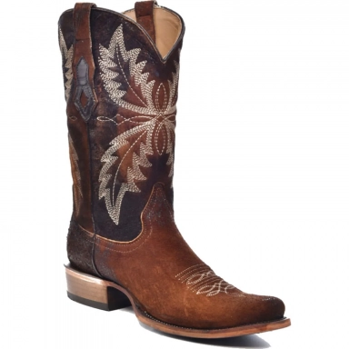 Corral Mens Chocolate Embroidery Narrow Square Toe Boot