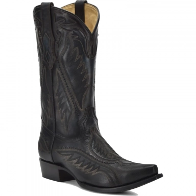 Corral Mens Black-Blue Embroidery Woven Inlay Boot