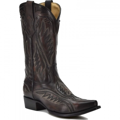 Corral Mens Brown Embroidery Woven Inlay Boot