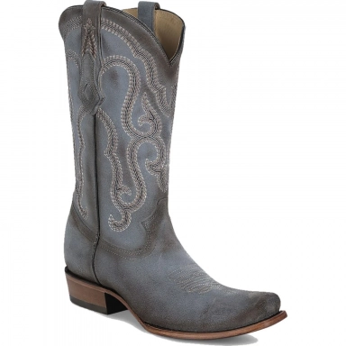 Corral Mens Blue Embroidery Narrow Square Toe Boot
