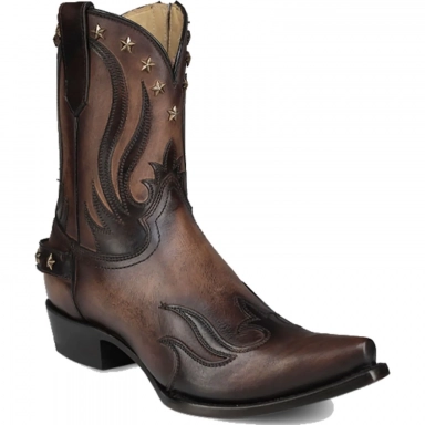 Corral Mens Honey-Black Overlay Embroidery Studs Wing Tip Boot