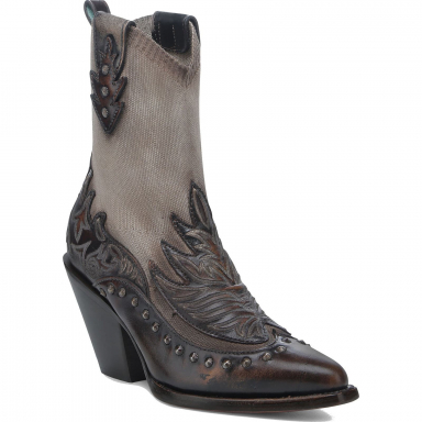 Corral Womens Bone-Brown Overlay Embroidery Studs Boot