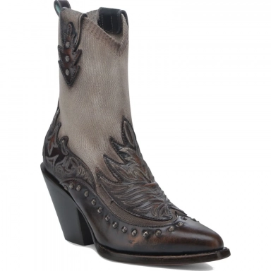 Corral Womens Bone-Brown Overlay Embroidery Studs Boot