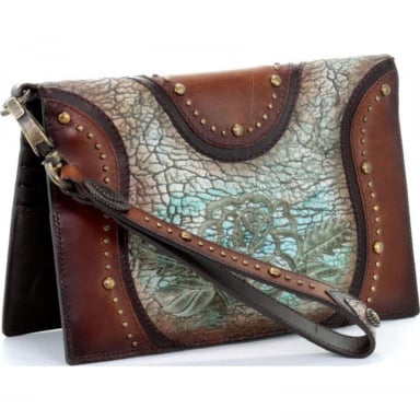 Corral Womens Turquoise Gold Embroidered Rose And Studs Wallet D1173